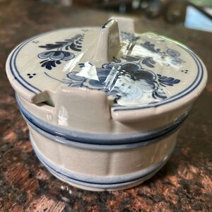 DELFTS- Blue and White Ceramic Sugar Bowl